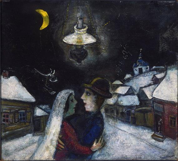 Dans la nuit contemporain Marc Chagall Peintures à l'huile